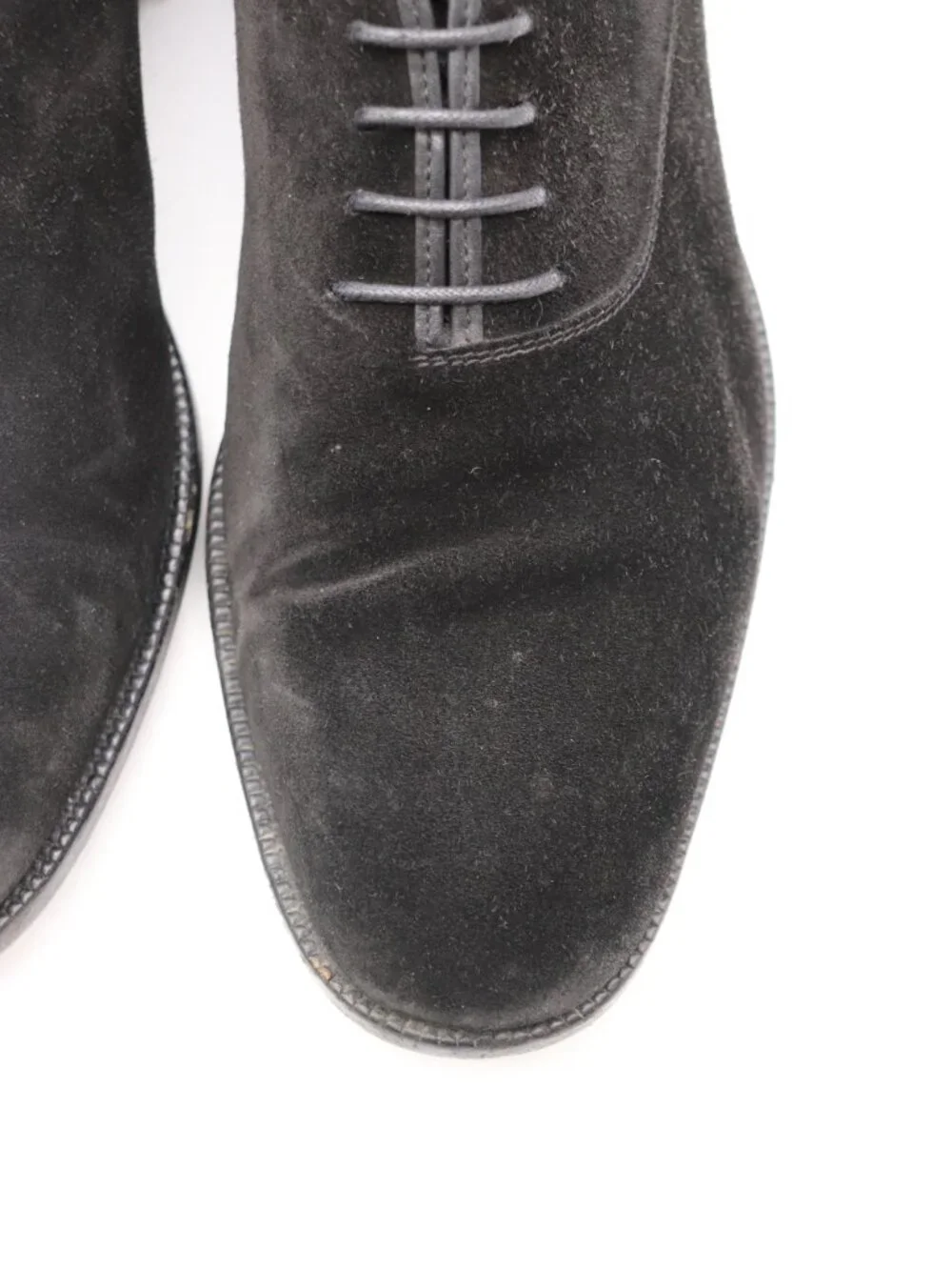 Salvatore Ferragamo Black Suede Men's Size 10 EE Oxford Dress Plain Toe Shoes